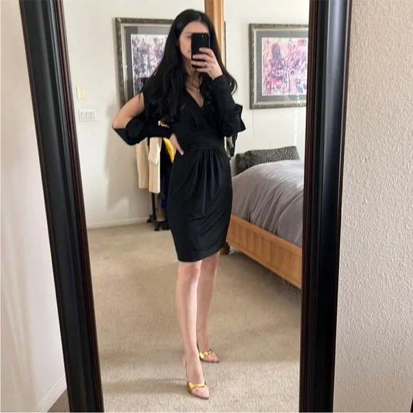 Faviana Glamour Black dress size 2 long sleeve - Picture 2 of 10